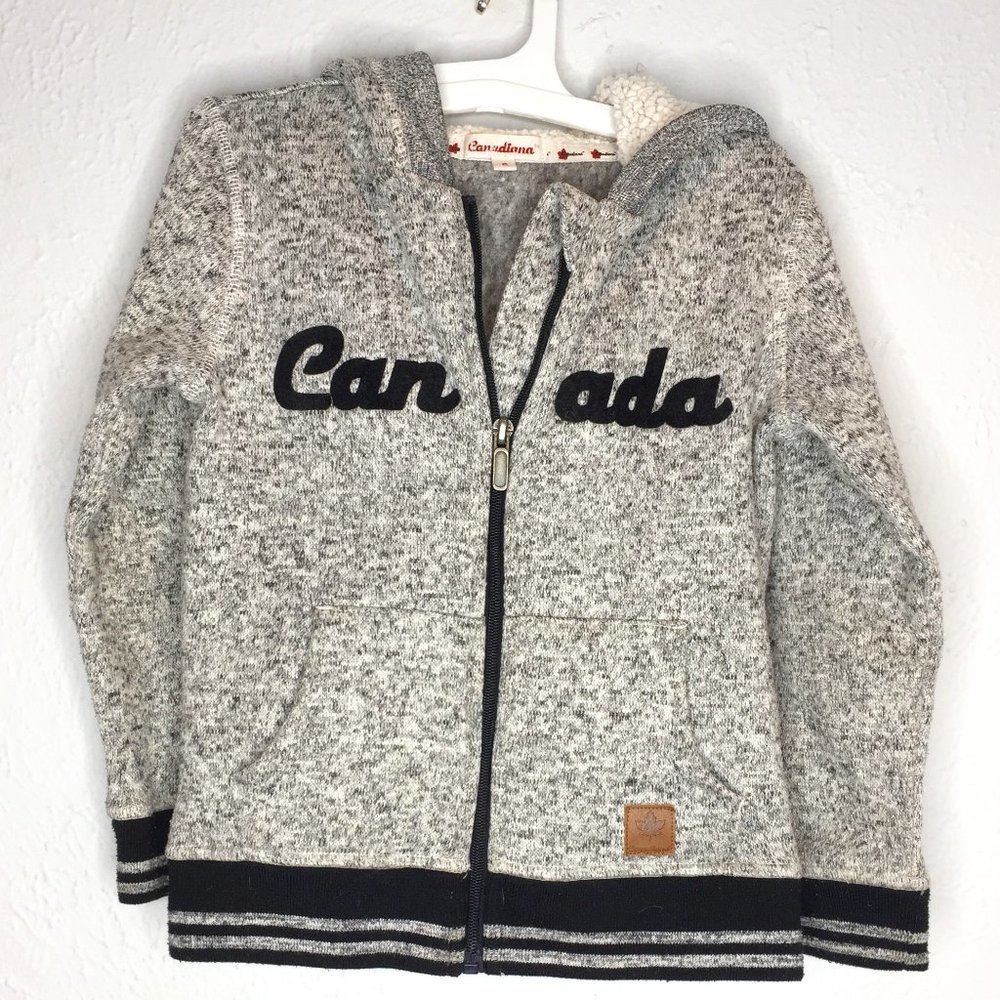 Canadiana, boy's size 6 hoodie in black and white.